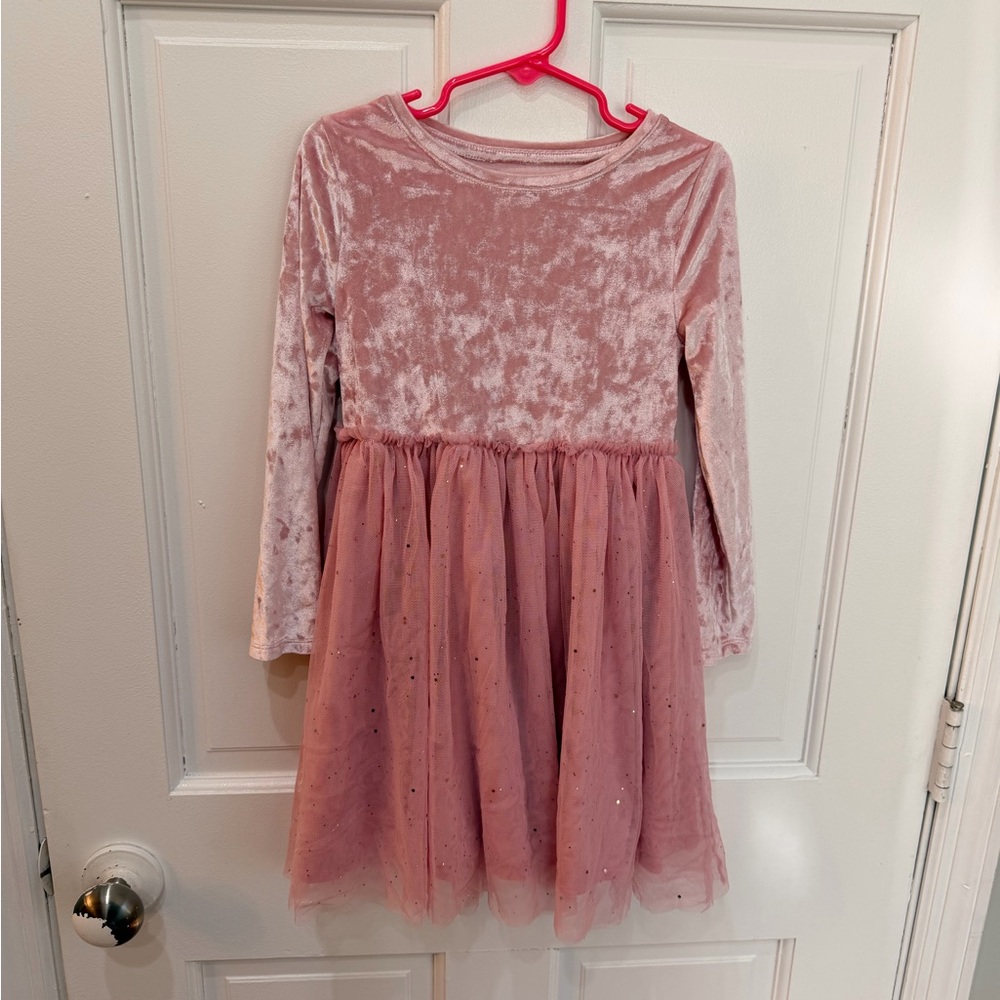 Pink Velvet and Tulle Dress Girls Size 5